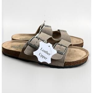 Woodstock Men’s 10M Beige Suede Leather 2 Strap Slide Sandals Buckle